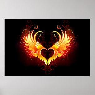 Affiche Angel Fire Heart with Wings