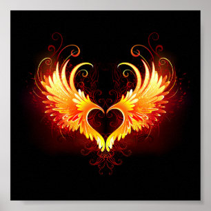 Affiche Angel Fire Heart with Wings