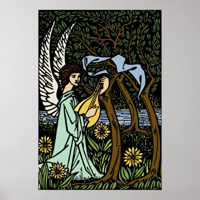 Affiche Angel Jouer La Lute Par Aubrey Beardsley (Devant)