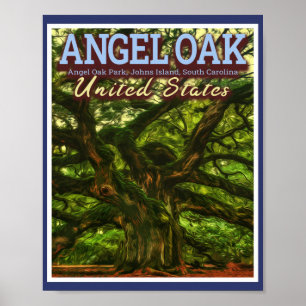AFFICHE ANGEL OAK - CHARLESTON SOUTH CAROLINA US