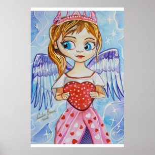 Affiche Angel of love cute girl with a heart Gordon Bruce