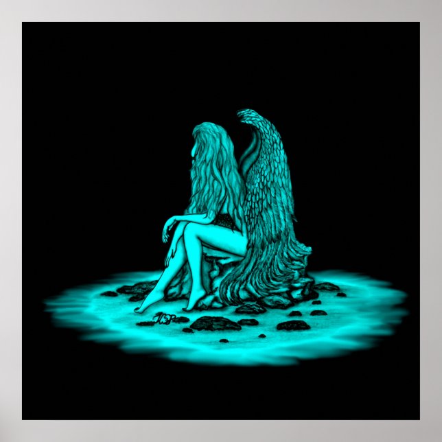Affiche Angel, perdu dans la pensée, noir et vert Design (Devant)