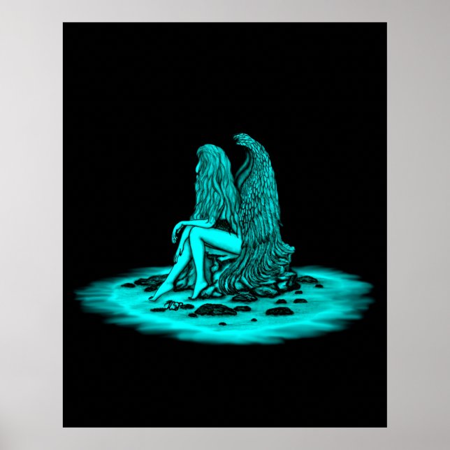Affiche Angel, perdu dans la pensée, noir et vert Design (Devant)