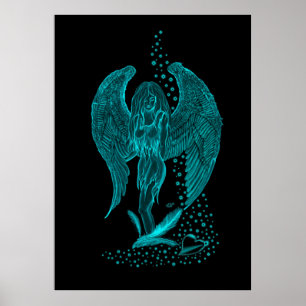 Affiche Angel, perdu en Amour, noir et vert Design
