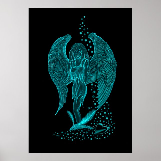 Affiche Angel, perdu en Amour, noir et vert Design (Devant)