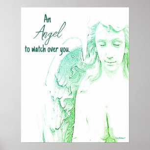 Affiche Angel pour surveiller vous ailes vertes Citation A