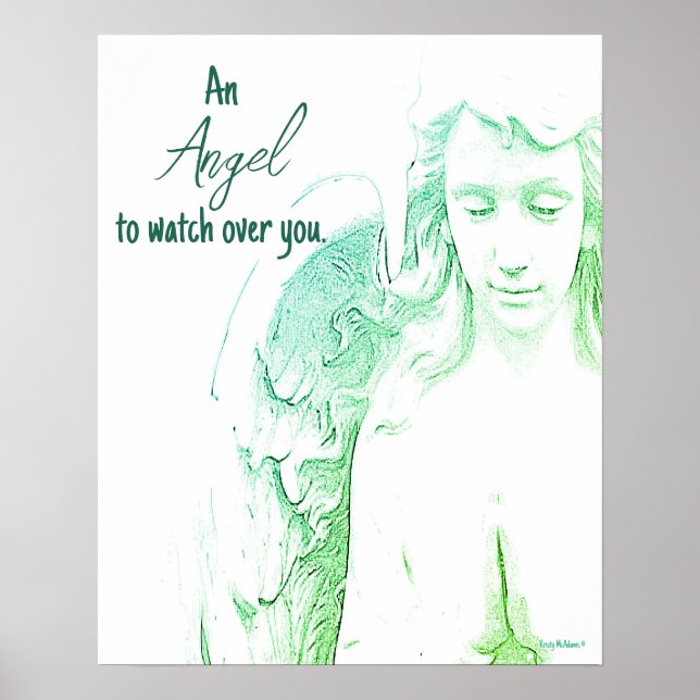 Affiche Angel pour surveiller vous ailes vertes Citation A (Devant)