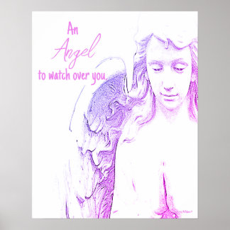 Affiche Angel Pour Surveiller Vous Pink Purple Wings Citat