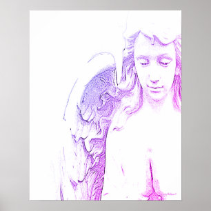 Affiche Angel rose violet ailes Ombre Wall Art Imprimer
