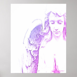 Affiche Angel rose violet ailes Ombre Wall Art Imprimer