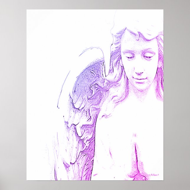 Affiche Angel rose violet ailes Ombre Wall Art Imprimer (Devant)