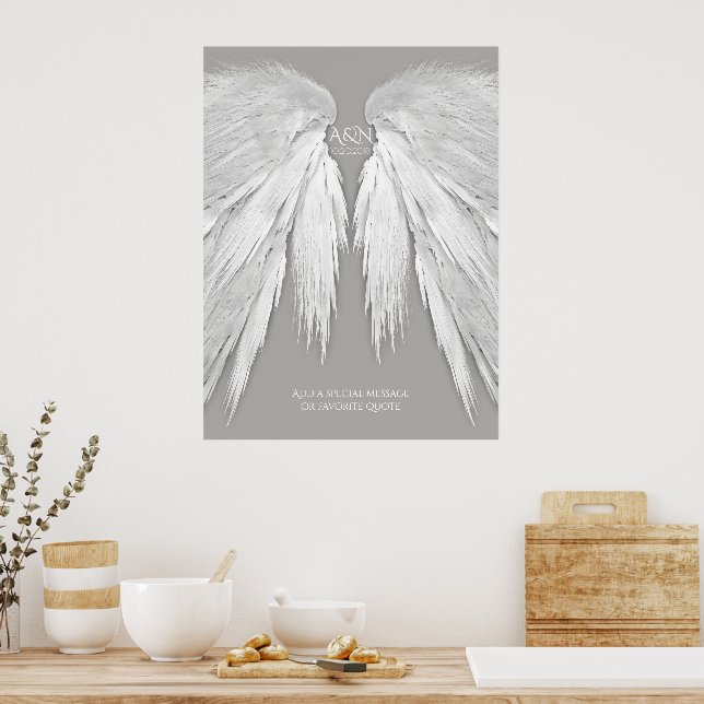 Affiche ANGEL WINGS Élégant Mariage gris (Cuisine)