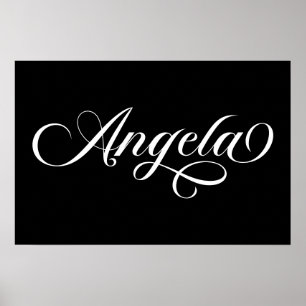 Affiche Angela écriture élégante noir et blanc