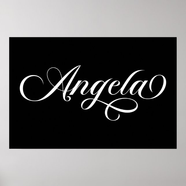 Affiche Angela écriture élégante noir et blanc (Devant)