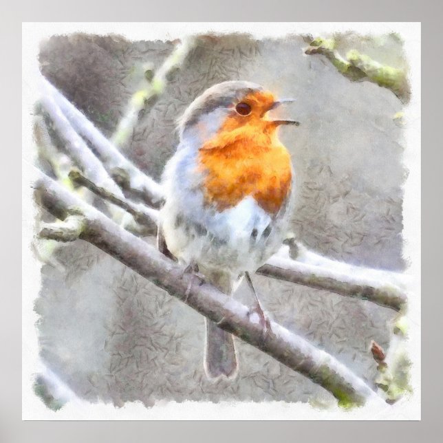 Affiche Angelic Robin Watercolor (Devant)