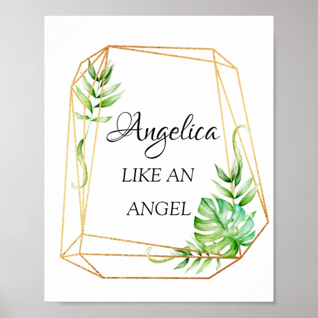 Affiche Angelica Name Meaning Floral Geometric Frame (Devant)
