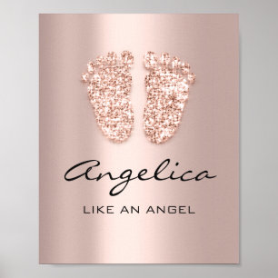 Affiche angelica Nom Signification Nouveau bébé pieds Rose