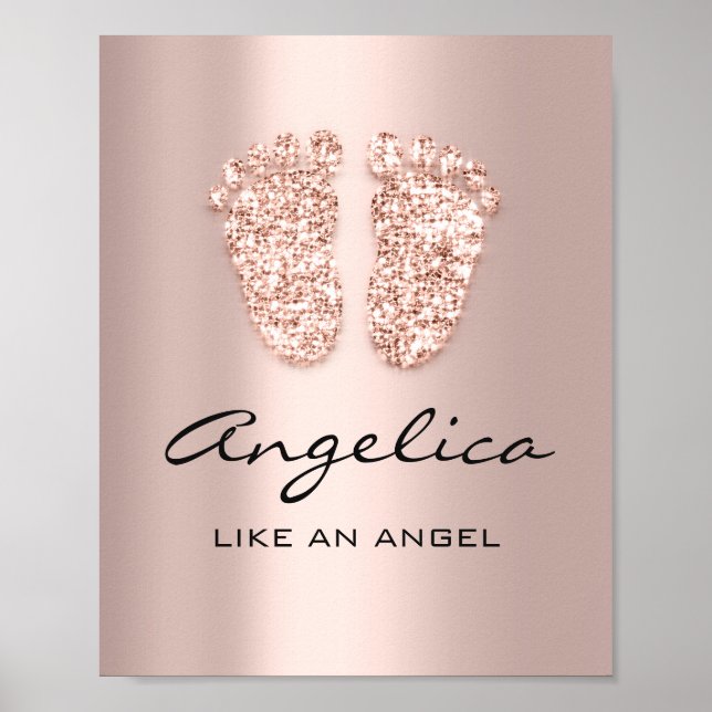 Affiche angelica Nom Signification Nouveau bébé pieds Rose (Devant)