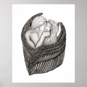 Affiche Angels Kissing, noir et blanc Design