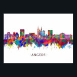 Affiche Angers France Skyline<br><div class="desc">Elegant Watercolor Skyline of Angers,  a city in western France beside the Maine River at the edge of the Loire Valley</div>