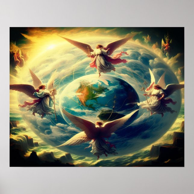 Affiche Anges Aux Quatre Coins De La Terre sur un mur (Devant)