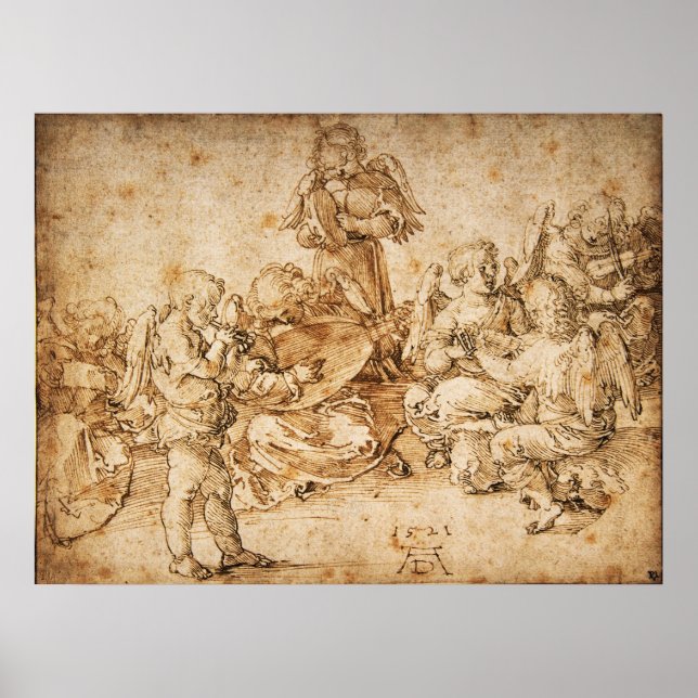 Affiche Anges faisant de la musique par Albrecht Durer (Devant)