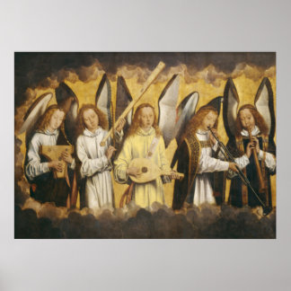 Affiche anges musiciens par Hans Memling | panneau gauche