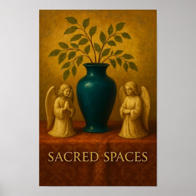 Affiche Anges sacrés avec nature morte au vase émeraude (Devant)