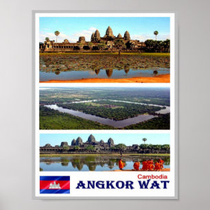 Affiche Angkor Vat - Cambodge - Mosaïque -