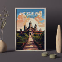 Angkor Wat Cambodge Voyage Art Vintage