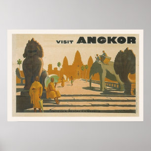 Affiche Angkor Wat Cambodia Vintage voyage Imprimer