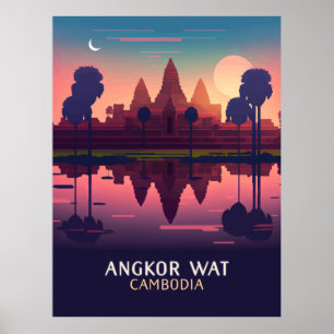 Affiche Angkor Wat Sunrise Cambodge Siem Reap Retro