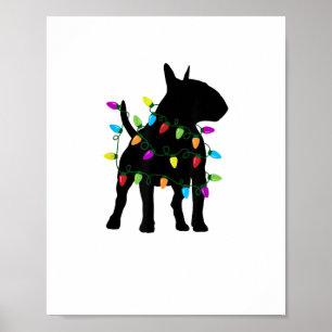 Affiche Anglais Bull Terrier Dog lumières de Noël