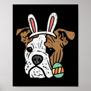 Affiche Anglais Bulldog Bunny Propriétaire Amoureux des ch