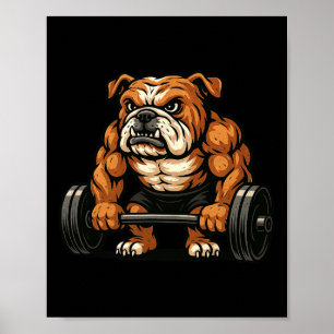 Affiche Anglais Bulldog Poids Bodybuilder entraînement