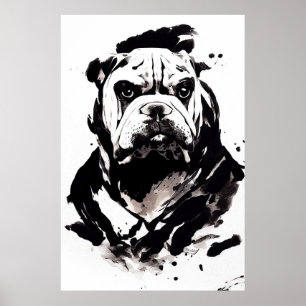 Affiche Anglais Bulldog Wild Nature Free Spirit Art Brush