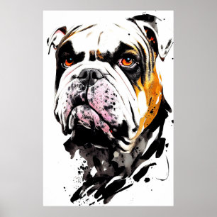 Affiche Anglais Bulldog Wild Nature Free Spirit Art Brush