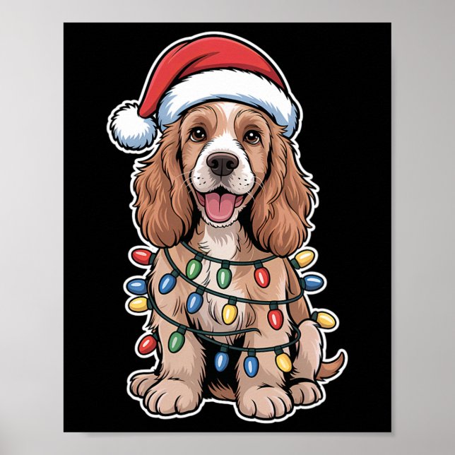 Affiche Anglais Er Spaniel Enveloppé Dans Les Lumières De  (Devant)