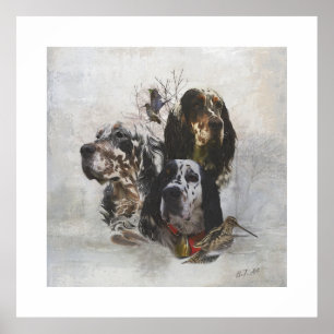 Affiche Anglais Setter, chasse à la bécasse