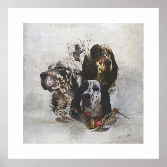 Affiche Anglais Setter, chasse à la bécasse (Devant)