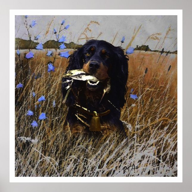 Affiche Anglais Setter, chasse aux oiseaux (Devant)