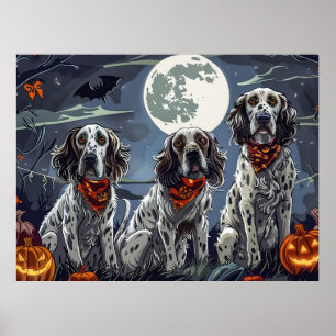 Affiche Anglais Setter Halloween Éffrayant