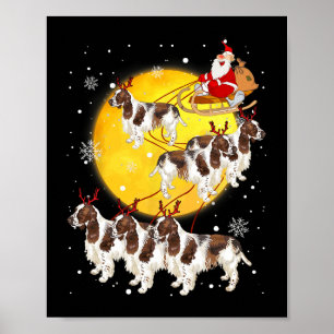 Affiche Anglais Springer Spaniel Reindeer Chien de Noël Lo