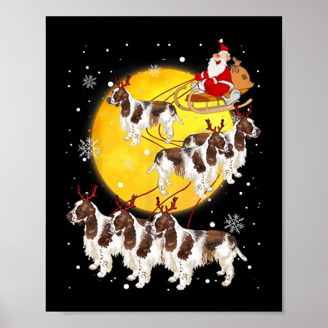Affiche Anglais Springer Spaniel Reindeer Chien de Noël Lo (Devant)