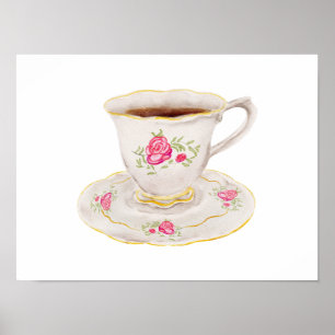 Affiche Anglais Tasse de thé rose