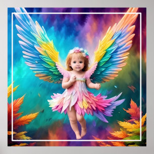 Affiche Angle bébé mignon avec ailes