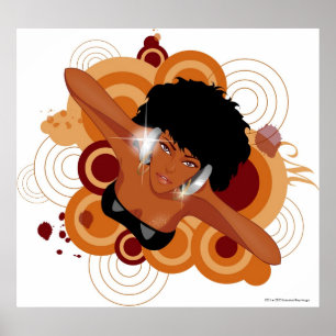 Affiche Angle d'une femme appréciant la musique avec des