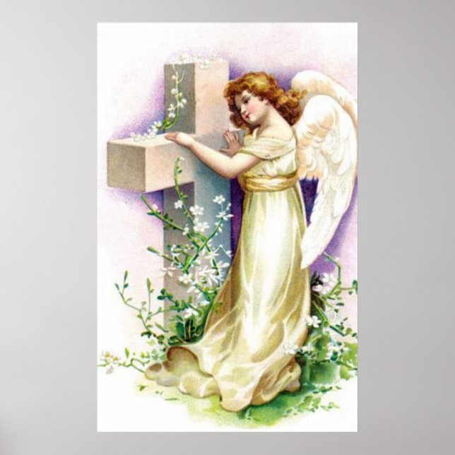 Affiche Angle vintage avec Croix chrétienne (Devant)