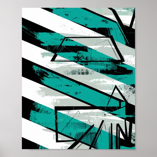 Affiche Angled Stripes with Teal Brush Textures (Devant)