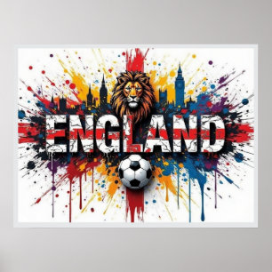 Affiche Angleterre Football Citiscape Style de peinture à